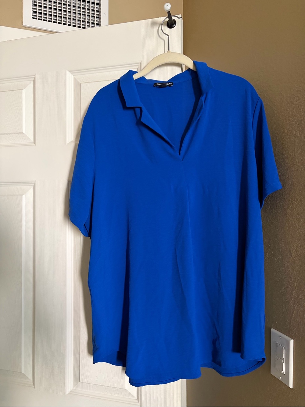 Hilary Radley Royal Blue Short-Sleeve Polo Blouse